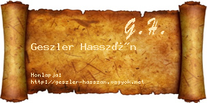 Geszler Hasszán névjegykártya